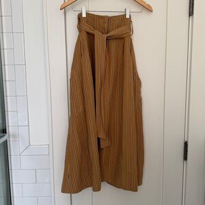 Zara Midi Skirt Linen Blend Belted High Waist Size M